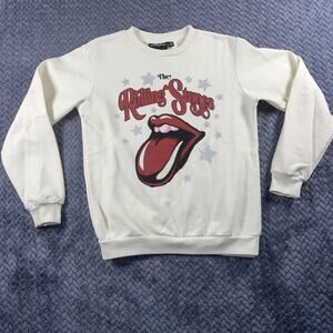 Rolling Stones Tongue Logo Girls 10 Oversized Sweatshirt Pullover Rock Band